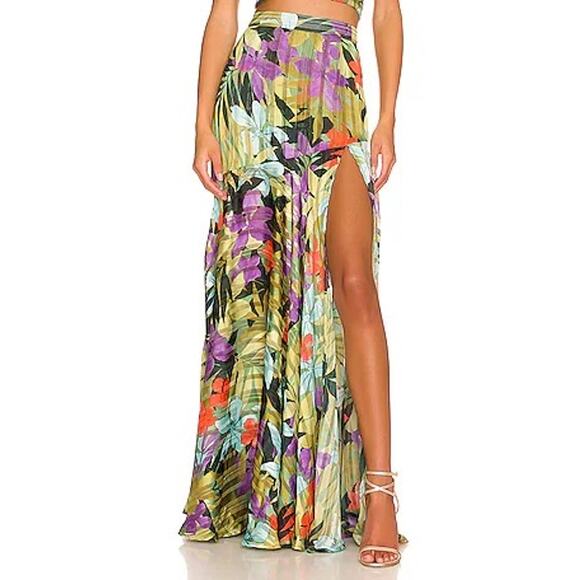 Bronx & Banco Tropics Multi Color Floral Print Maxi Skirt Size Large - Picture 1 of 8